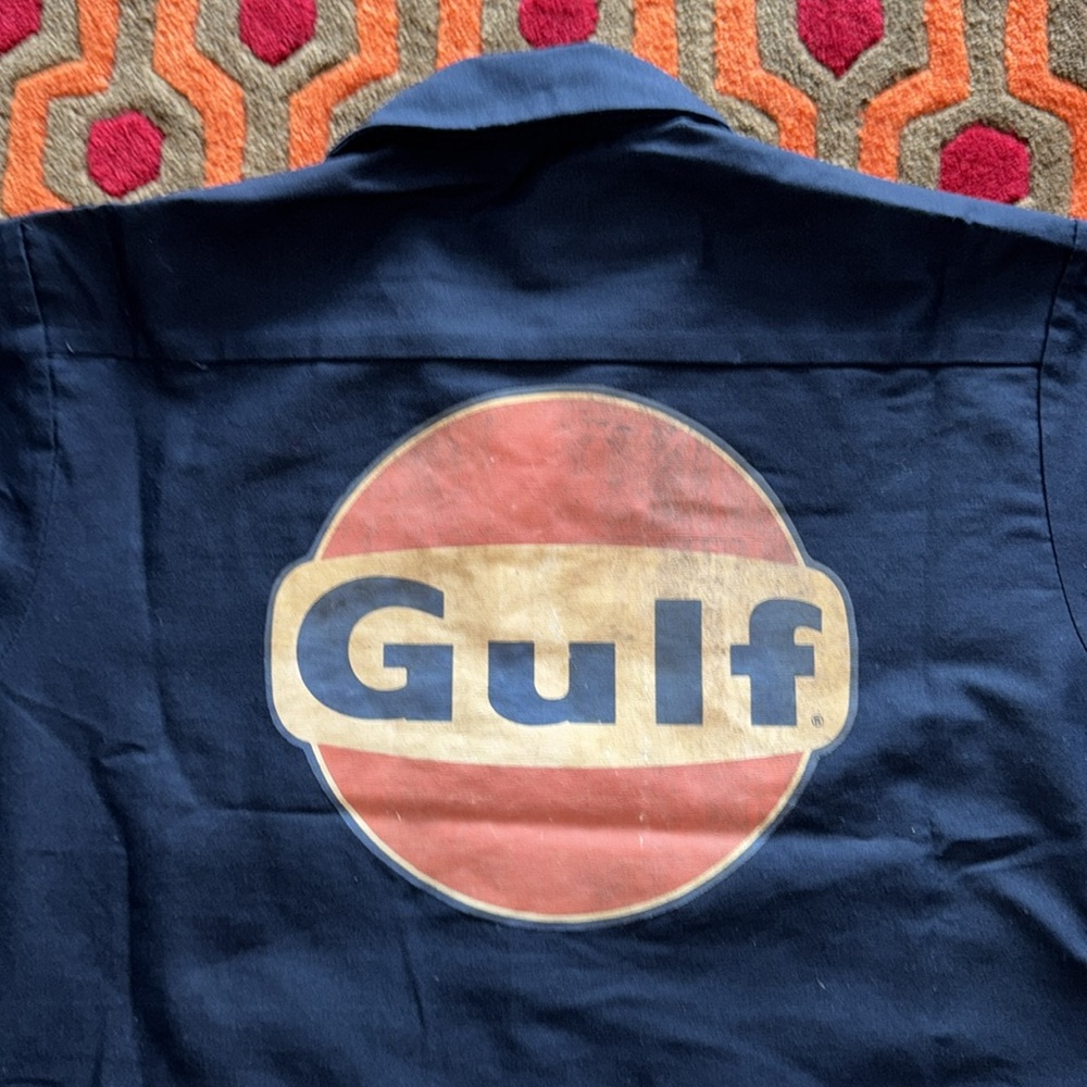 Gulf Red Kap Casual Blue Button Down Work Shirt with Short Sleeves Men's Medium